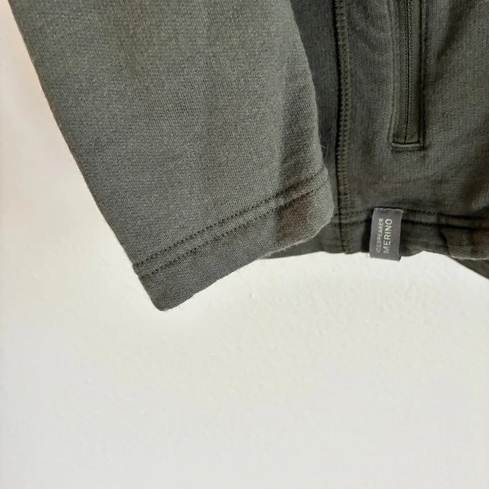 Icebreaker 1/4 Zip Pullover Mens XL Green Merino Wool Long Sleeve Sweatshirt